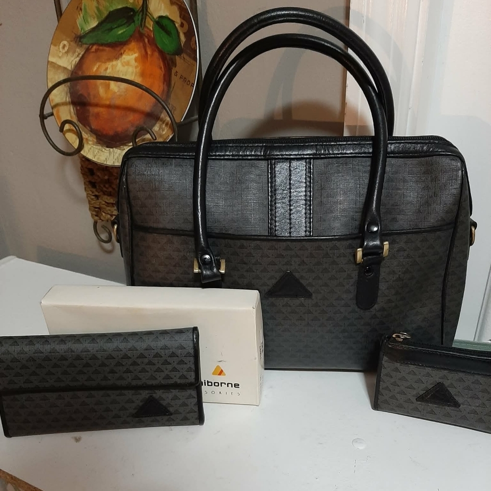 LIZ CLAIBORNE 1984 VINTAGE/RETIRED Black On Black "Working Girl" 3 Pc Set